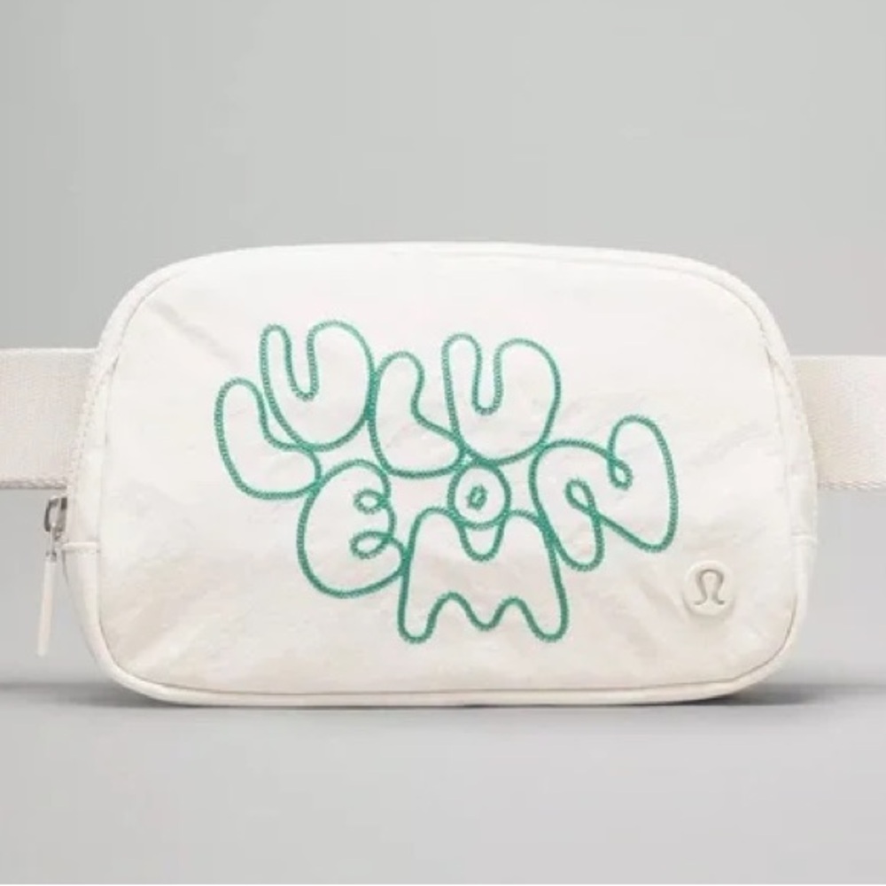 Lululemon White and Green Belt Bag